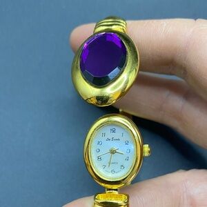 Lee Sands Gold and Purple Women's Bracelet Watch